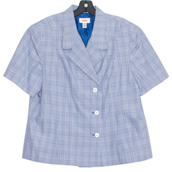 Talbots Vintage Blazer Silk Quiet Luxury Old Money Preppy Academia Plaid Blue 20 - Picture 1 of 6